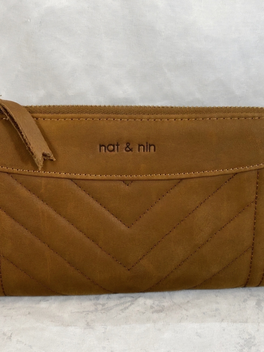 Nat & Nin Zipped Wallet Made In Italy Chic Brown Suede Leather  MINT